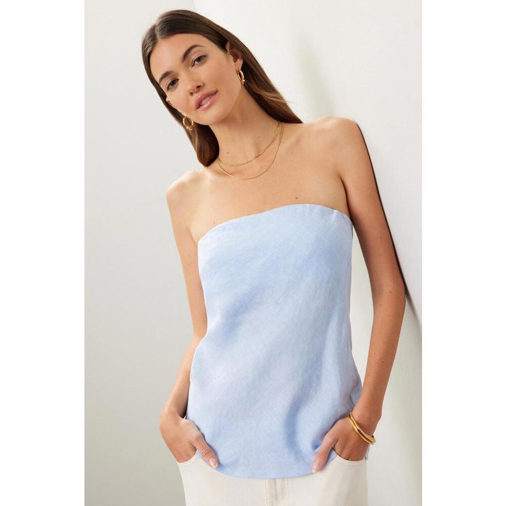 DONNI. Blue Linen Tube Top Size XS